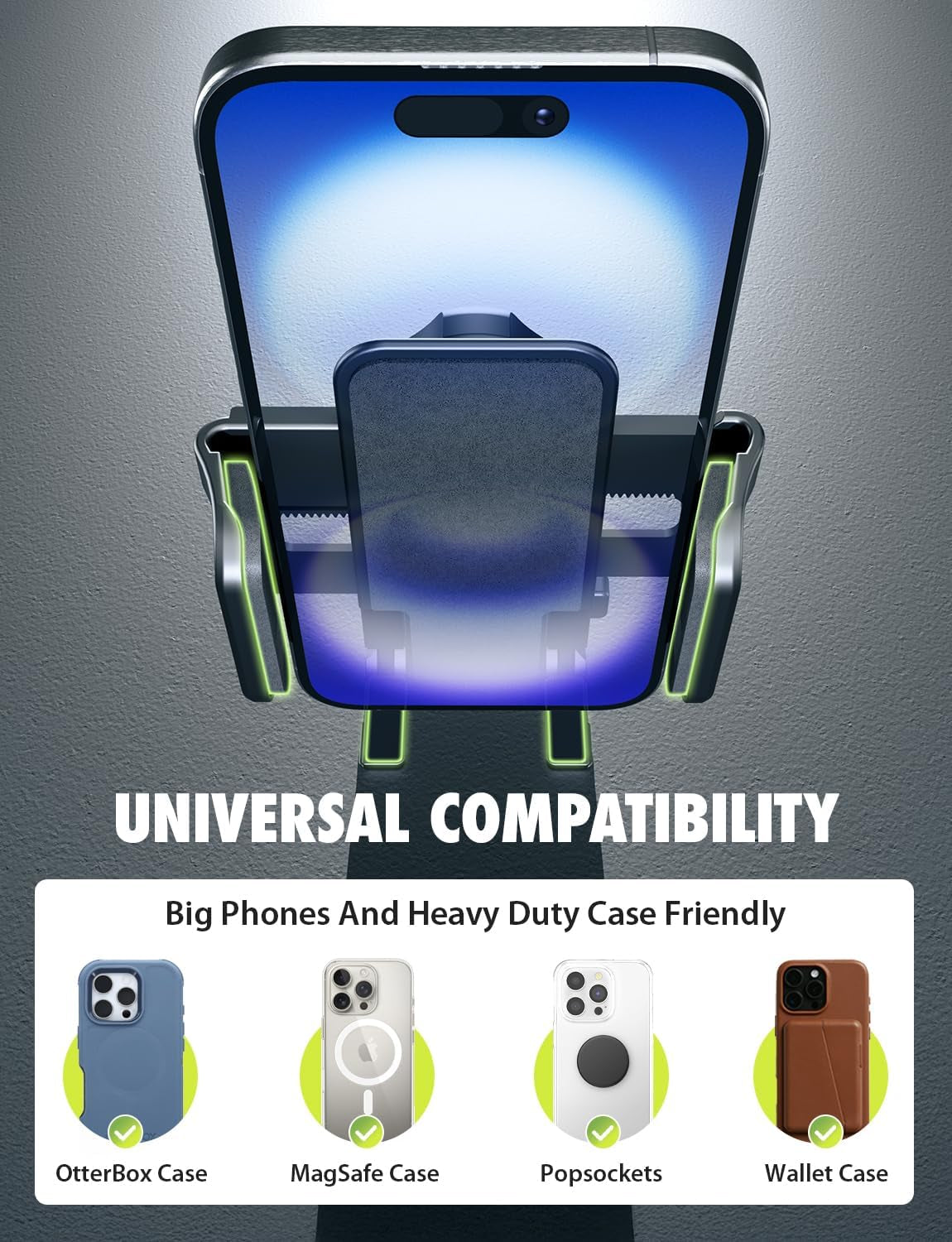 Universal Car Phone Mount – Dashboard, Air Vent & Window Holder with Secure Adjustable Grip