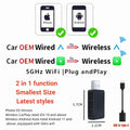 2-in-1 Wireless CarPlay & Android Auto Adapter – Mini Plug & Play Dongle for Cars with Wired CarPlay/Android Auto