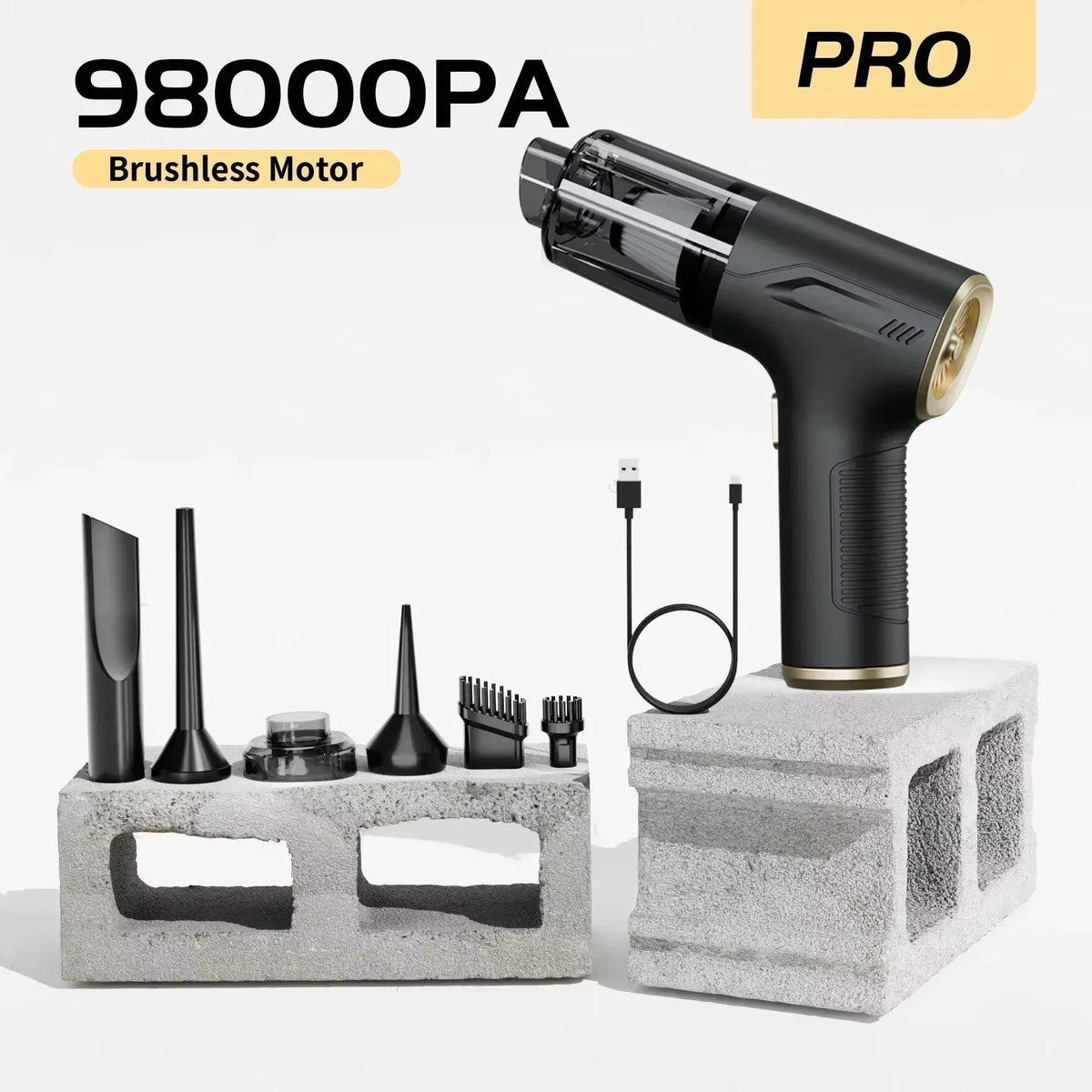 98,000Pa Cordless Car Vacuum Cleaner – Powerful Portable Handheld Mini Vacuum with Wireless Design