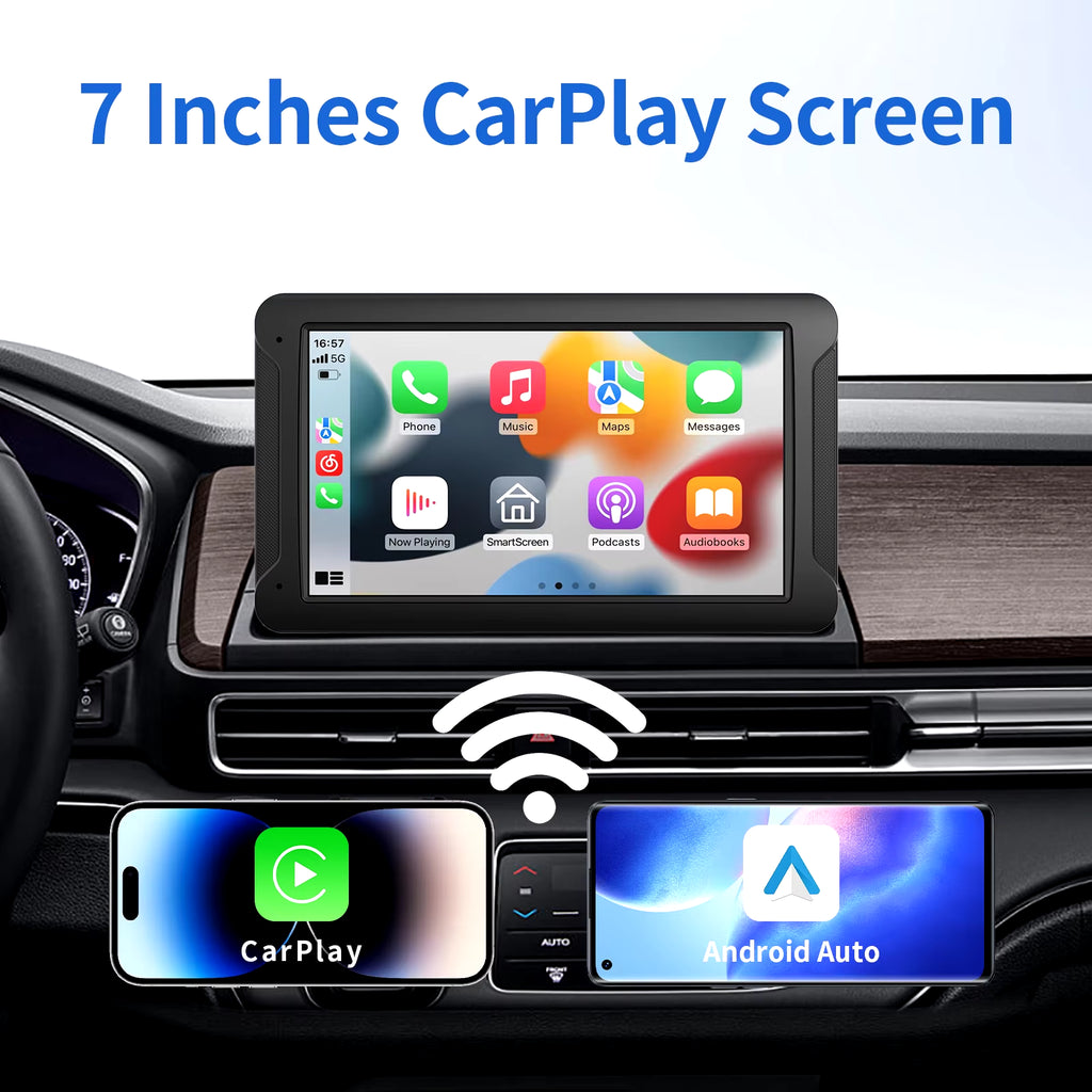 Portable Wireless CarPlay Screen for Car – Touchscreen Car Stereo with Wireless Apple CarPlay & Android Auto
