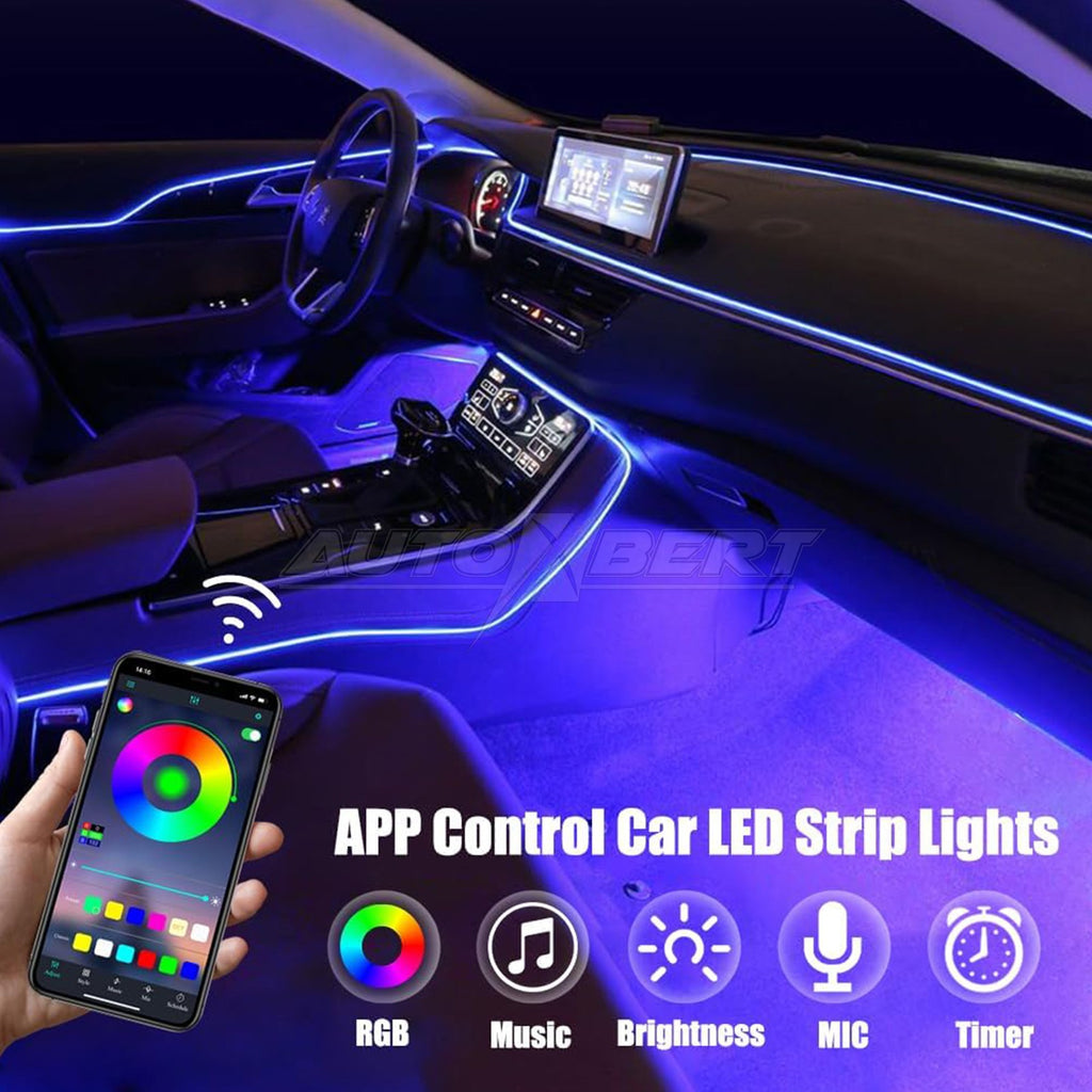 LED Car Interior Ambient Light Strip – App-Controlled Neon Glow Atmosphere Lighting Kit