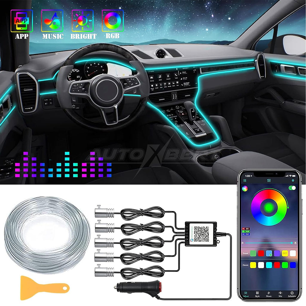 LED Car Interior Ambient Light Strip – App-Controlled Neon Glow Atmosphere Lighting Kit