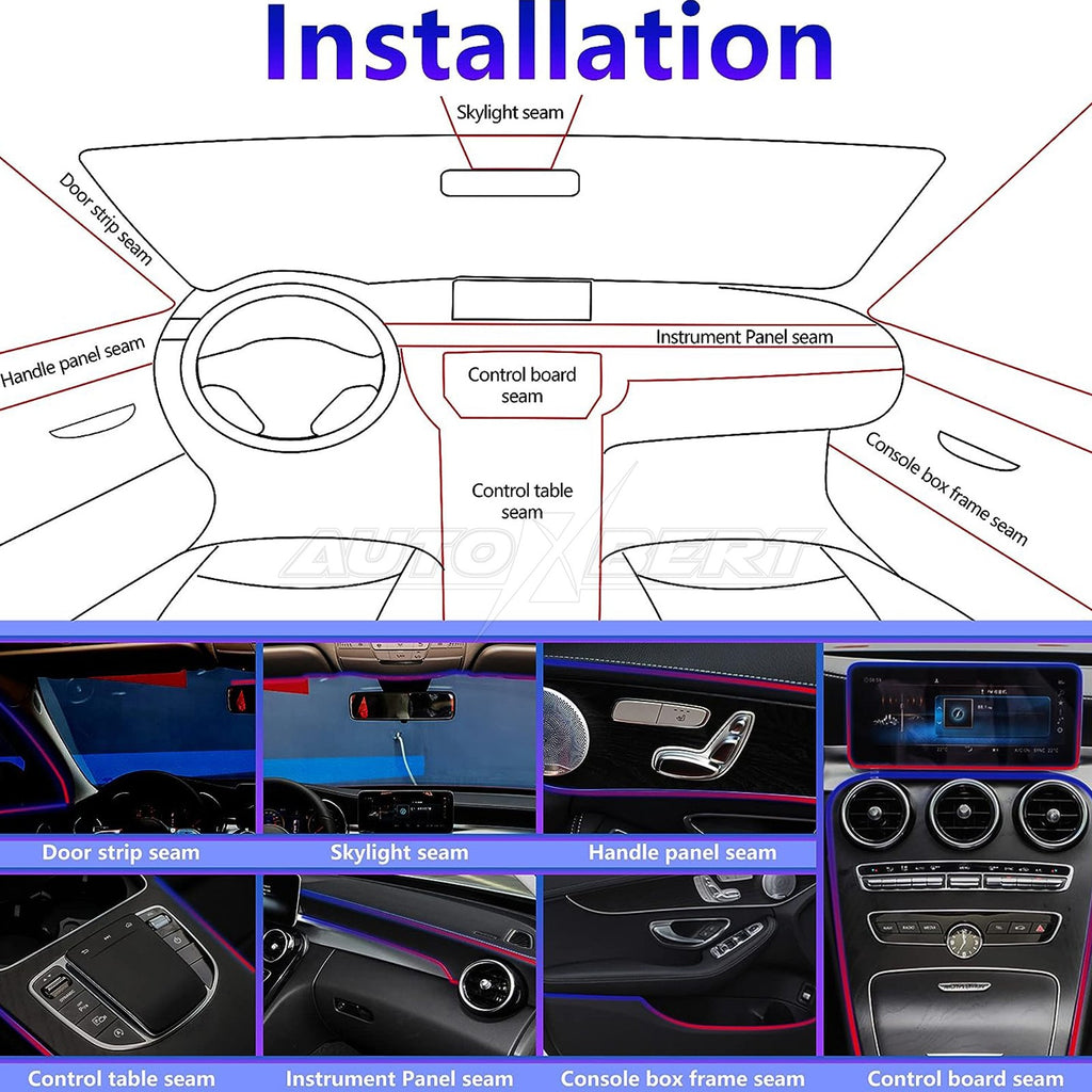 LED Car Interior Ambient Light Strip – App-Controlled Neon Glow Atmosphere Lighting Kit