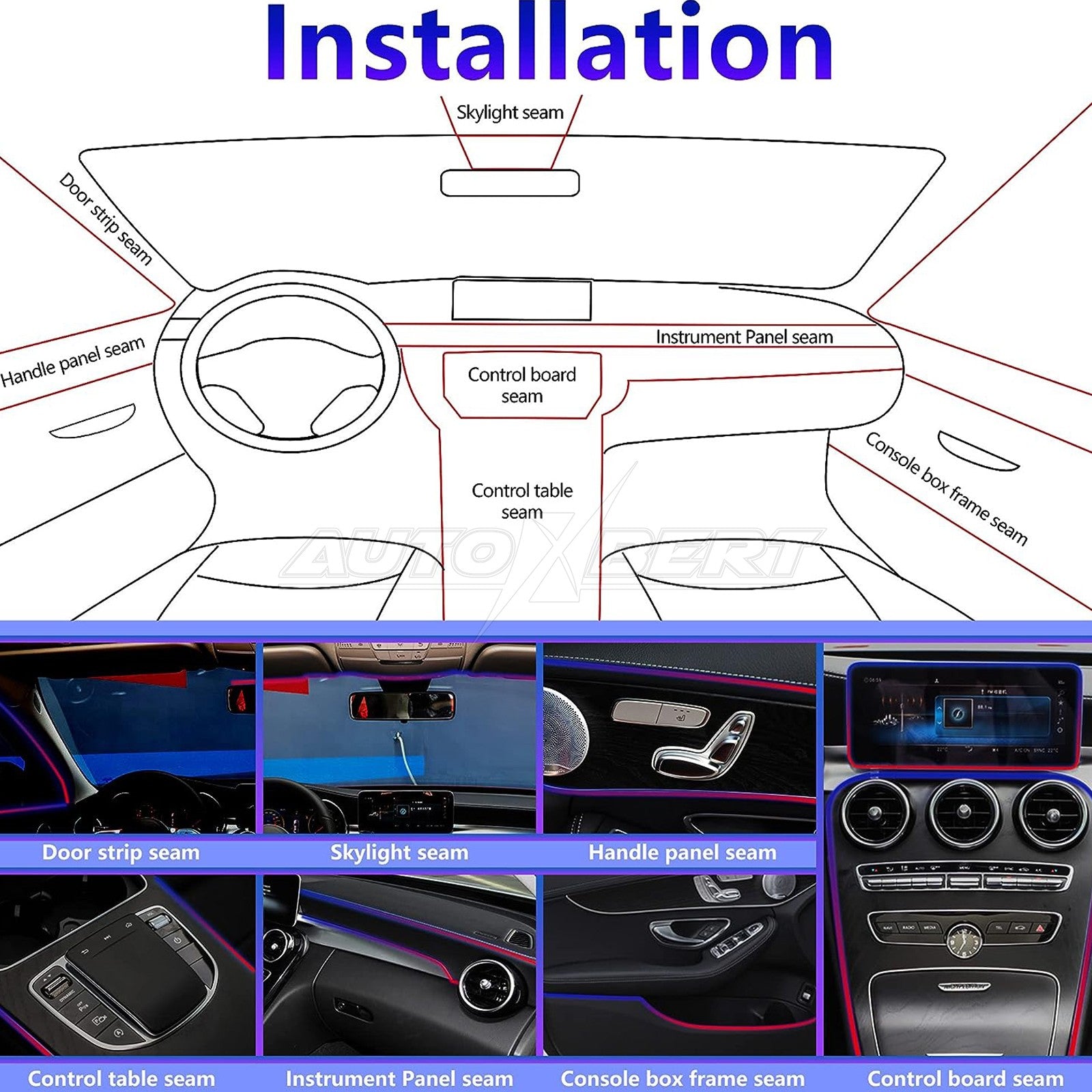 LED Car Interior Ambient Light Strip – App-Controlled Neon Glow Atmosphere Lighting Kit